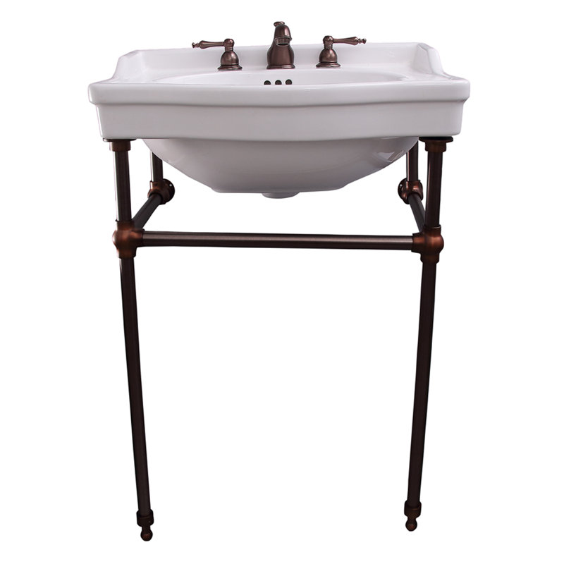 Lavabo de salle de bain console 24 po vitreux avec trop-plein cali