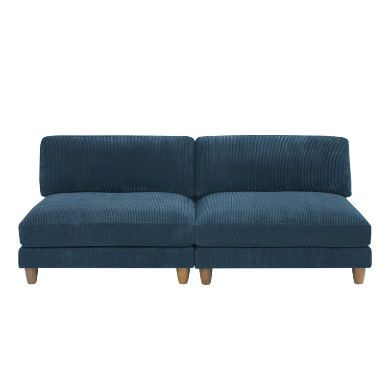 89'' Corduroy Loveseat, Dark Blue Corduroy