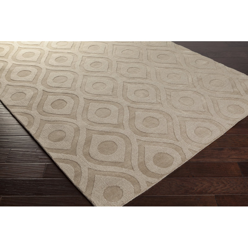 Tapis en laine fabriqué à la main à motif géométrique Zora, Rectangle 4 pi x 6 pi