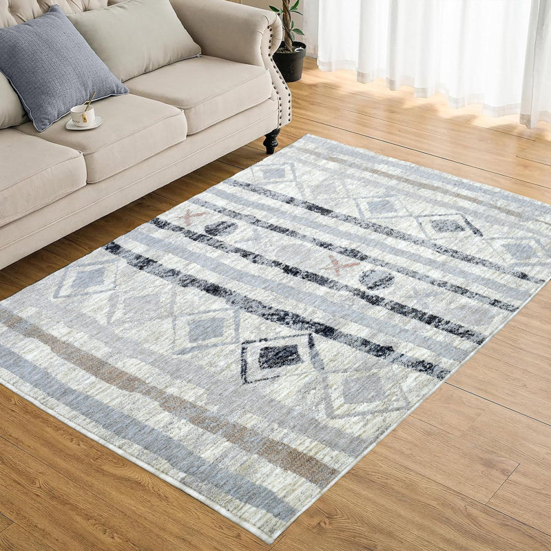 Tapis rectangulaire à motif antidérapant Josann, Rectangle 5 pi 3 po x 7 pi 3 po