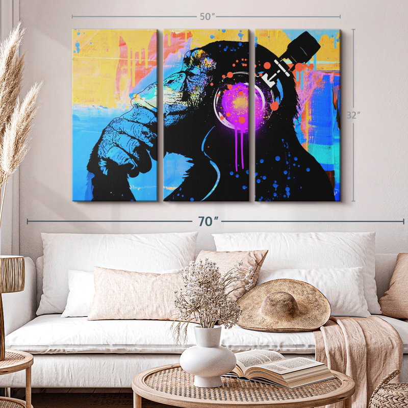 Animal «The Thinker Canvas Print» sur, H 32 po x l 50 po x P 1,25 po