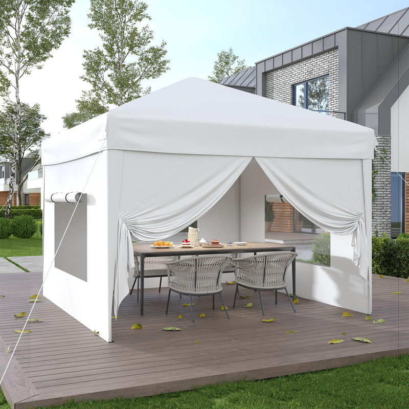 Auvent 10 x 10 avec 4 parois latérales, Blanc