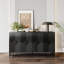 Buffet décoratif en bois laqué noir à 4 portes Accent, pour le salon, le vestibule, le couloir, le bureau, la cuisine et la salle à manger
