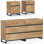 Ensemble de commode et table de chevet 3 pièces Nellie, commode 63 po à 6 tiroirs, table de chevet 2 tiroirs et armoire pour chambre à coucher