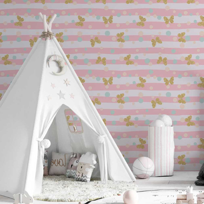 Rouleau de papier peint adhésif Mehar, Rose, L 96 po x l 24 po