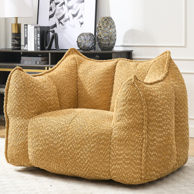 Fauteuil à billes carré confortable en chenille - avec mousse résiliente pour se détendre dans différentes pièces du tissu de la maison pour se détendre, jouer, lire à l'intérieur