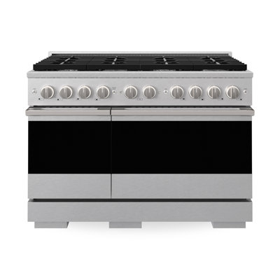 ZLINE 48 in. 6.7 cu. ft. Marino Dual Fuel Range with 8 Brass Gas Burners in Satin Stainless Steel