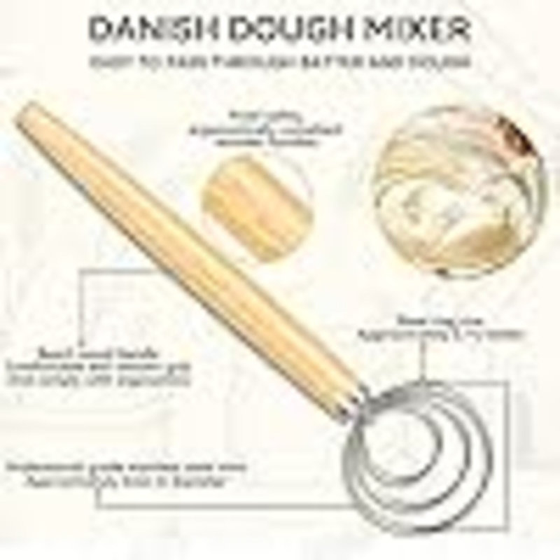 Danish Dough Whisk - Bread Whisk Set Of 3 Pieces, Bread Making Tools And Supplies, Danish Sourdough Whisks, Dutch Whisks For Dough, With Dough Scraper Sourdough Cutter, Lame Doughs Scoring Tool Blades