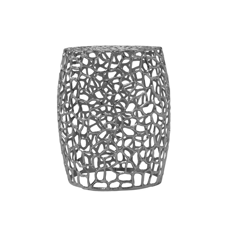 Table de bout cylindrique en aluminium avec motif complexe - Nickel argenté, Nickel