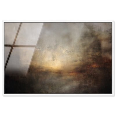 «Misty Dawn», reproduction d'art encadrée sur toile dorée par Art Remedy, cadre blanc, 24 x 16
