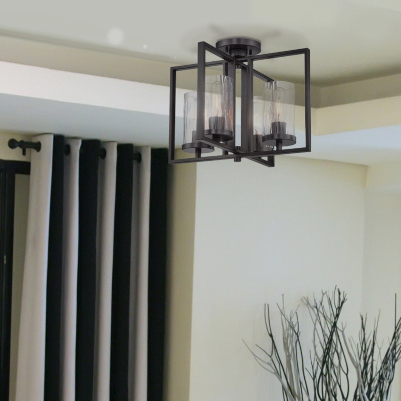 Plafonnier semi-encastré géométrique 17" unique 4 lumières Kuhle