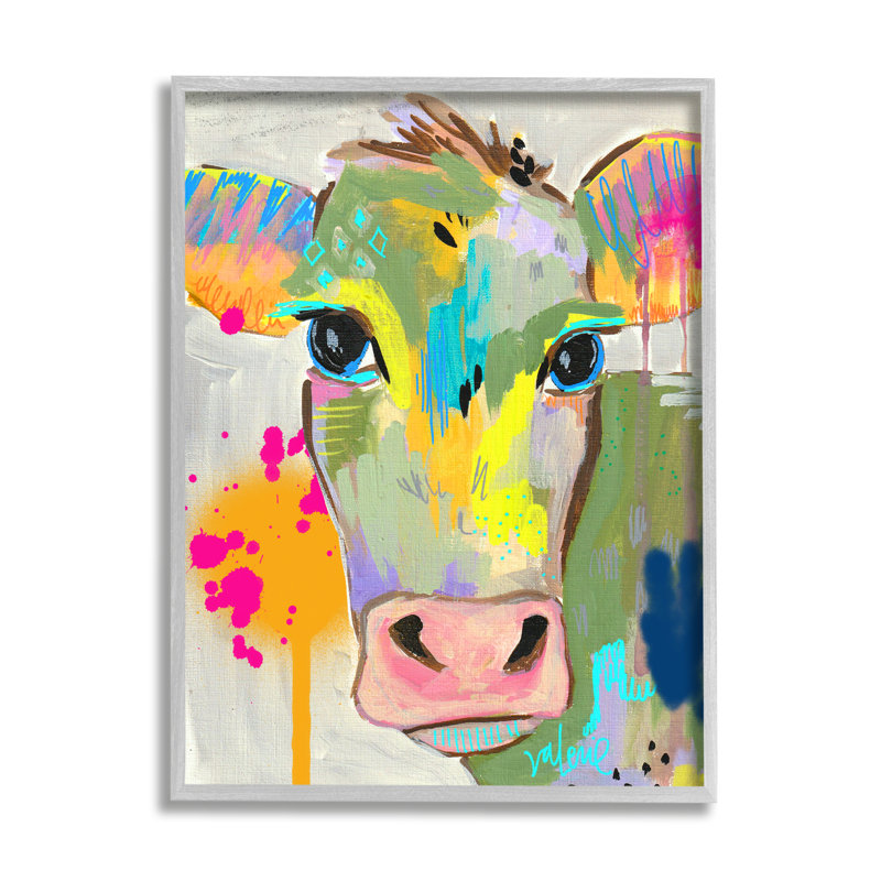 Peinture moderne éclaboussures de vache par Valerie, L 11 po x H 14 po, Estampe numérique Farmhouse