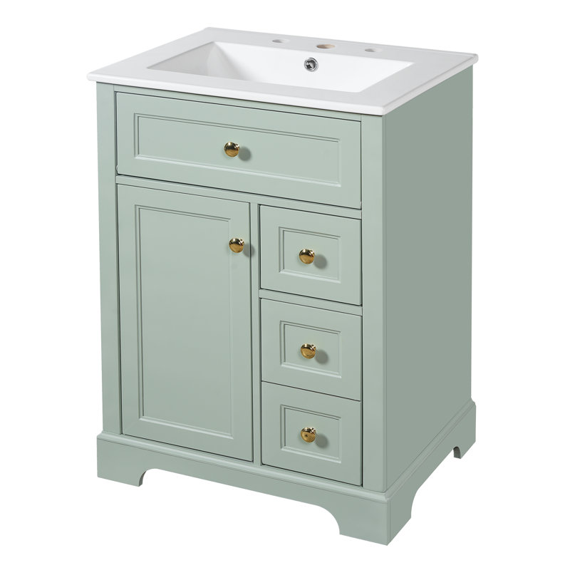 Meuble-lavabo simple 24 po avec lavabo, meuble-lavabo, Vert