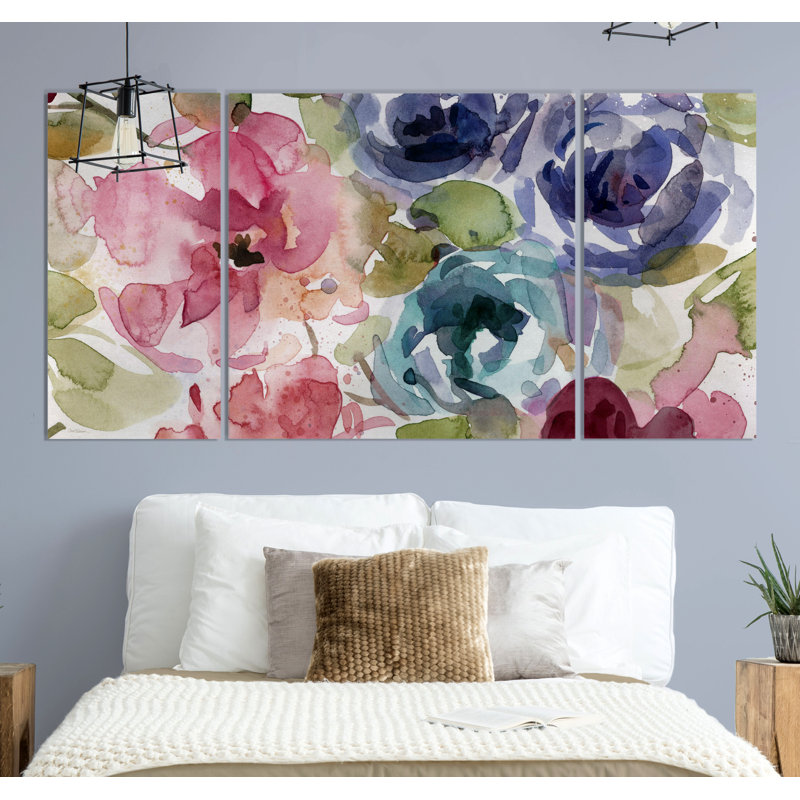 «Garden Palette II», reproduction d'art sur toile 3 pièces, H 24 po x l 48 po x P 1,5 po