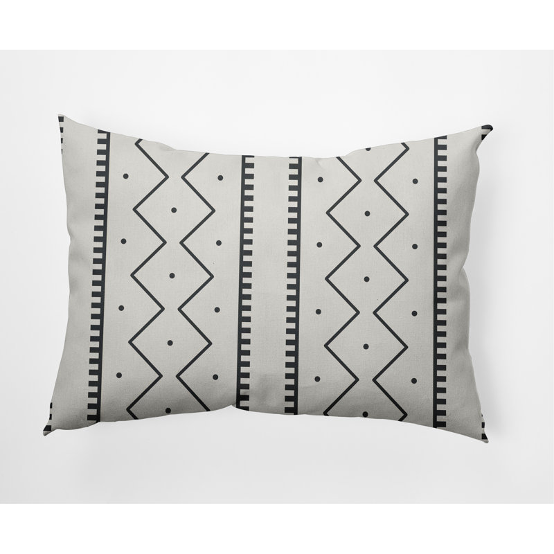 Coussin décoratif lombaire Mudcloth, Poivre