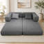 Canapé à deux places, canapé-lit à double usage pliable, canapé polyvalent compressible, canapé de salon à cadre large, canapé moelleux en éponge pure, canapé en velours gris à rayures fines