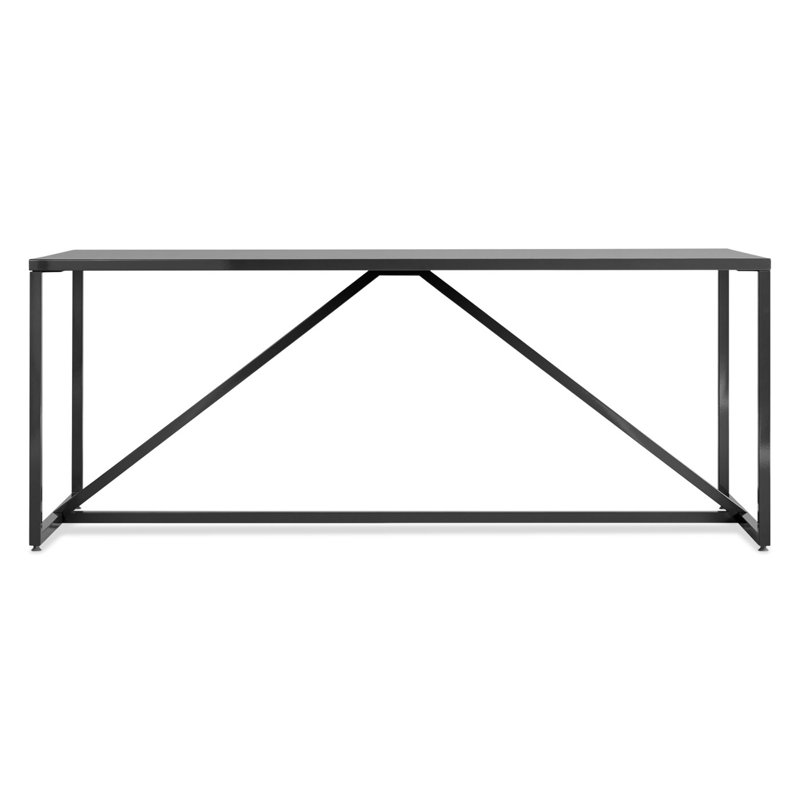 Strut Walnut Metal Base Dining Table, Bar (40" Height), Slate, 35" W x 90" L