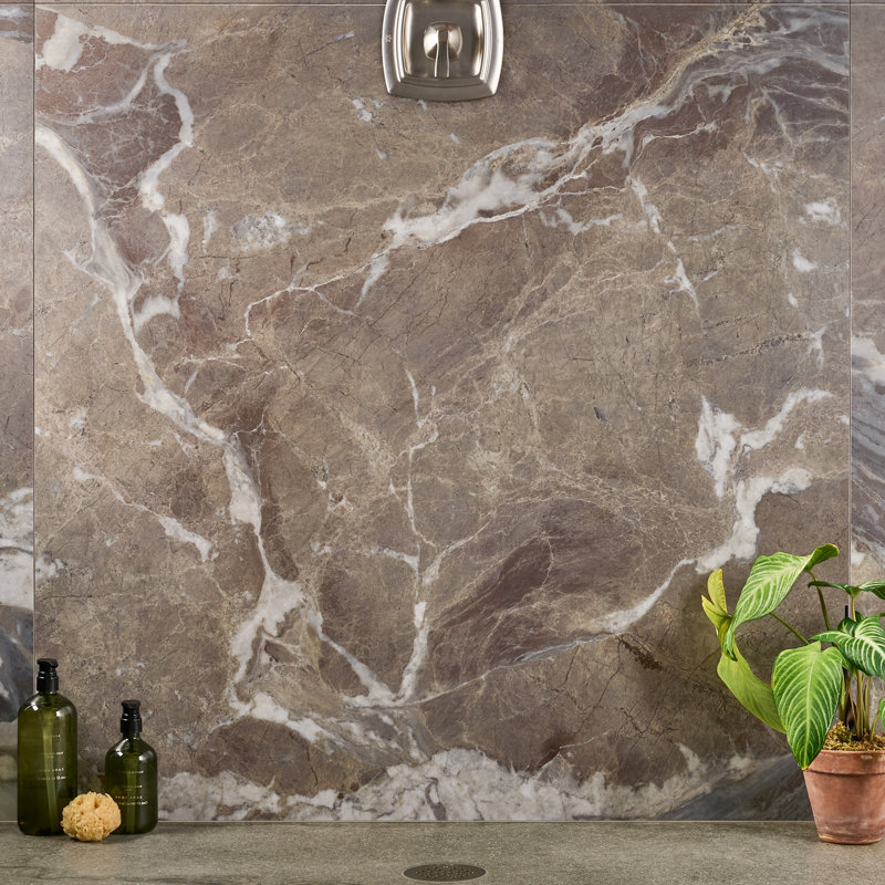 Autograph Arabescato 48X48 Marble Look Satin Porcelain Tile, Espresso