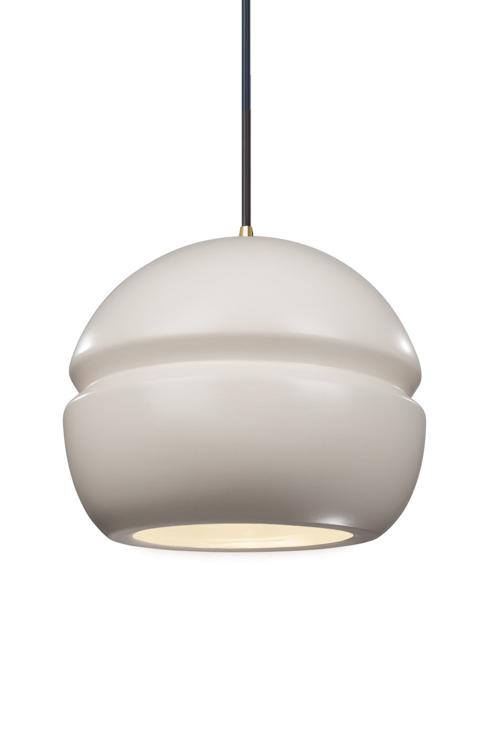 Logan Dimmable Globe Single Light Pendant, Matte White, Antique Brass