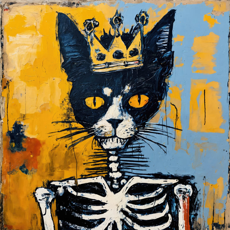 Chat 22 - Hommage - Basquiat, estampe numérique sur toile tendue avec châssis, H 36 po x l 36 po
