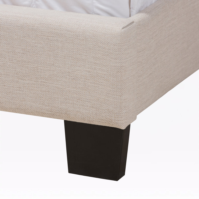 Cherron Polyester Upholstered Wingback, Full Bed, Beige, 47.64'' H X 61.05'' W X 78.45'' L, Beige, Full