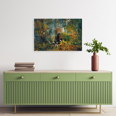 On The Trail, 1892 Classic Rustic Abstract Dog Autumn Forest Wall Art Print by Winslow Homer - 1 Piece Wrapped Canvas Wall Art