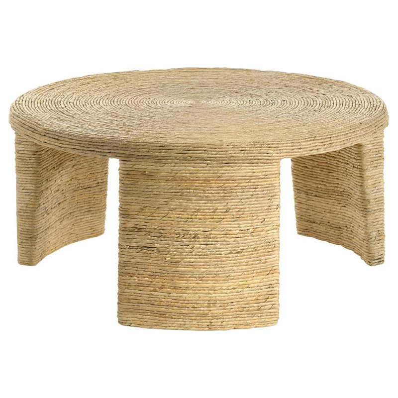 Table basse ronde en rotin tissé Deantony