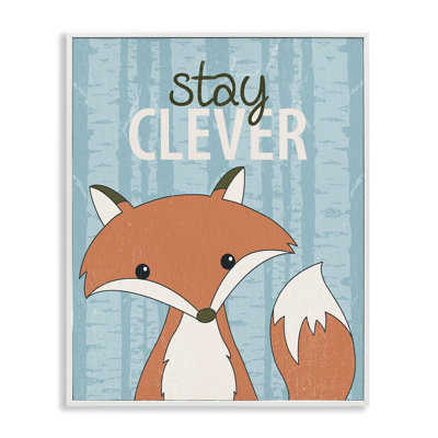 Stay Clever with Fox Framed Giclee, design by Kim Allen