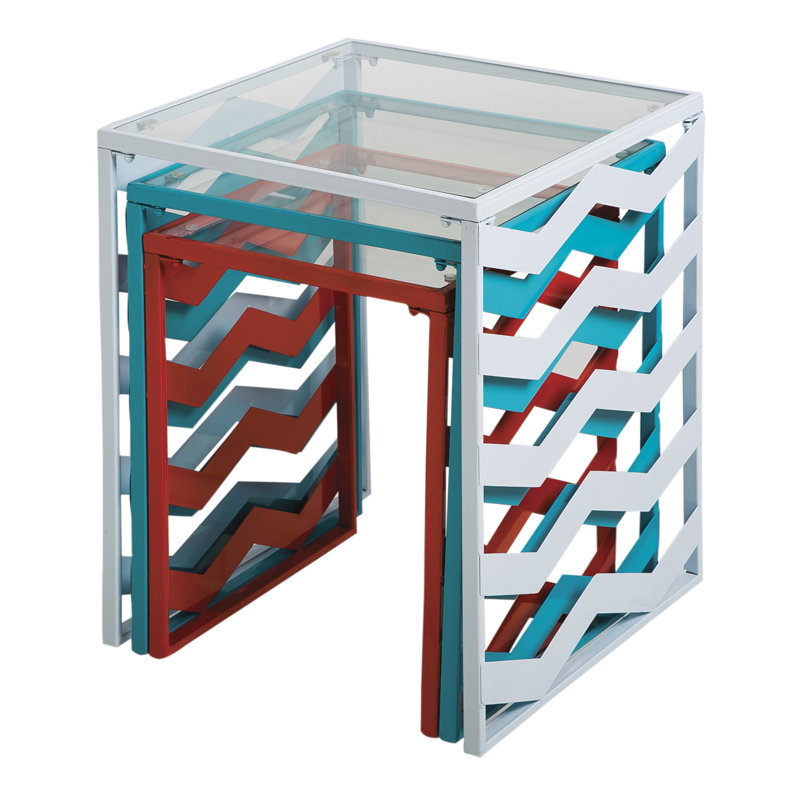 Dempsey Glass Top Nesting Tables End Table