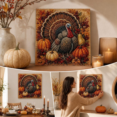 Décoration d'automne, dinde de l'Action de grâce, peinture, art diamant à faire soi-même, thème d'automne, kit de décoration murale de Noël