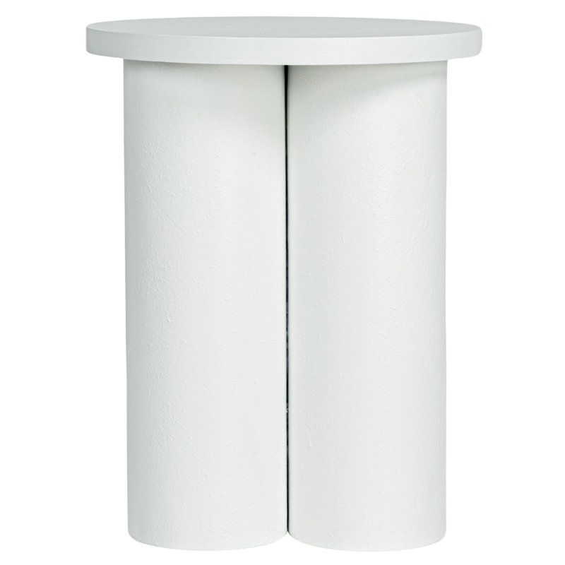 Quinn Round Mango Wood and Cane Coffee Table, White