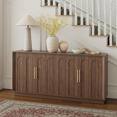Mid-Century Accent Cabinet With Arched Doors – Walnut