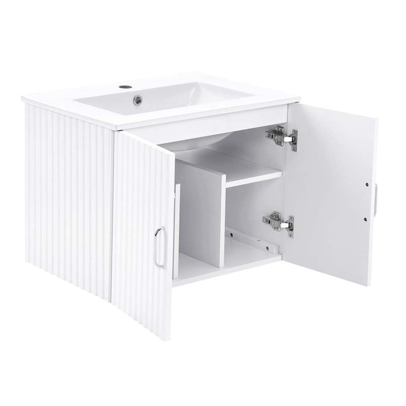 Meuble-lavabo simple mural 23,62 po avec lavabo blanc