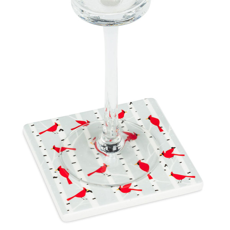 Cardinals & sous-verre en bouleau