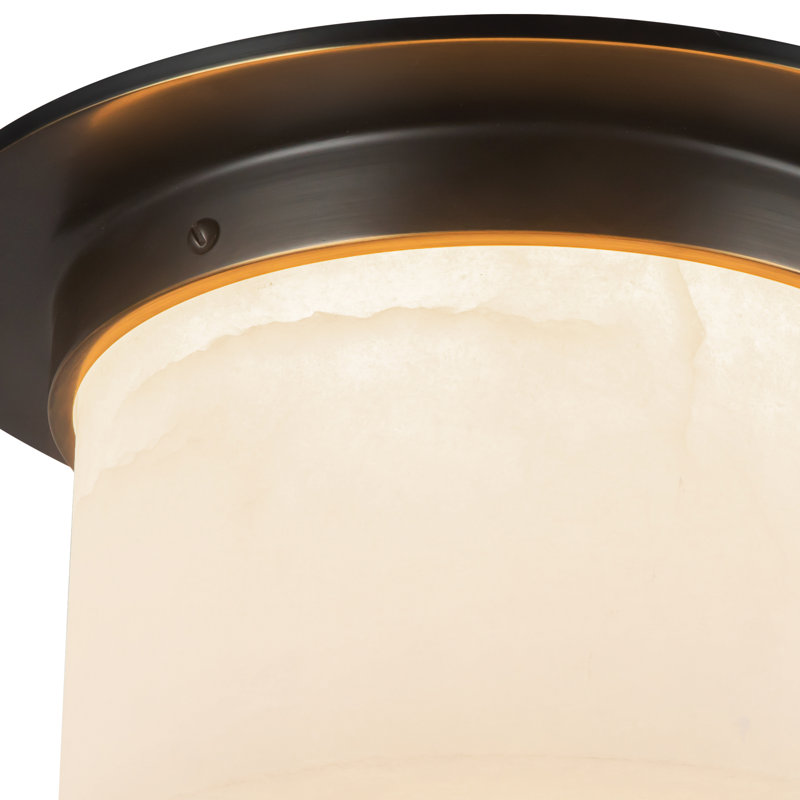 Mineral 11-in Brass Flush Mount, Alabaster, Oil Rubbed Bronze