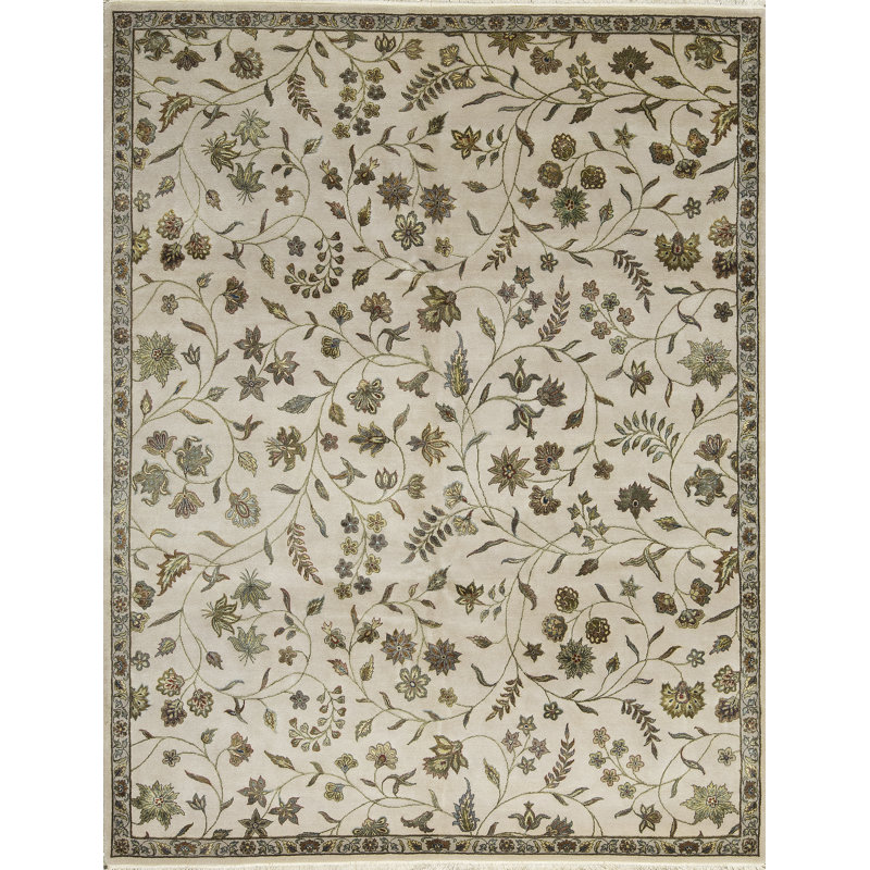 Hand-Knotted High-Quality Ivory Area Rug