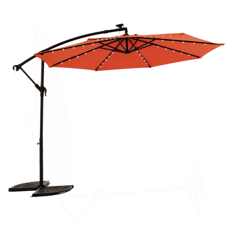 Parasol de patio, parasol de marché suspendu à DEL 10 pi, H 82,68 po x l 116,14 po x P 116,14 po, Orange