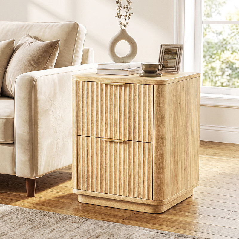 45.59cm W Bedside Table, Oak