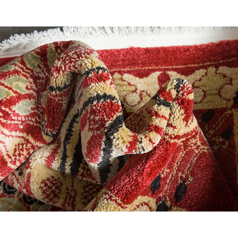 Tapis rouge rouille tissé à la machine Moore, Rectangle 3 pi 3 po x 5 pi 3 po