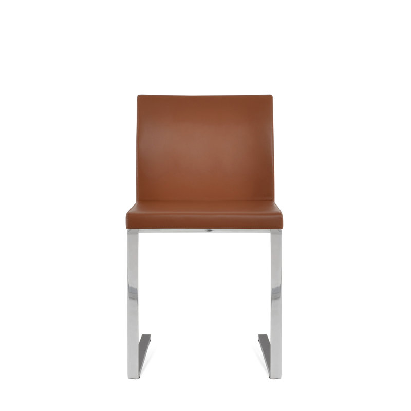 Aria Flat Side Chair, Hazelnut Faux Leather