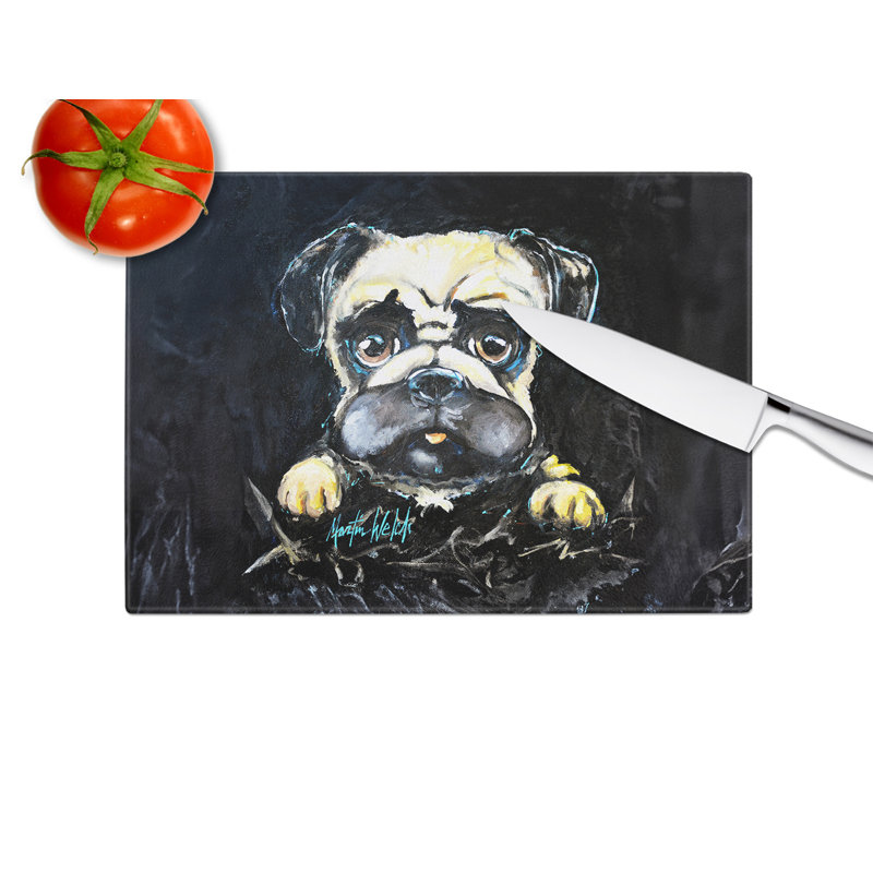 Pug It Out Glass Cutting Board