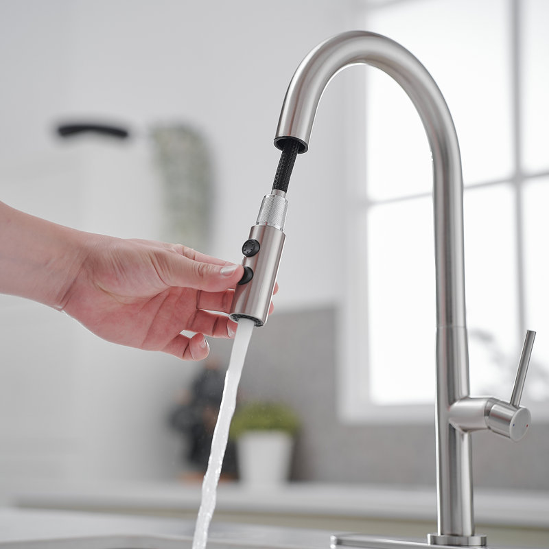 Brushed Nickel High-Arc Pull-Out Spray Kitchen Faucet