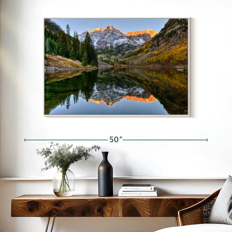 Maroon Bells Autumn Glow, Cadre flottant blanc, 40 po x 27 po