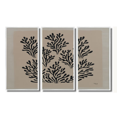«Black and Brown Natures Coastal Essence», ensemble de reproductions d'art mural grand corail