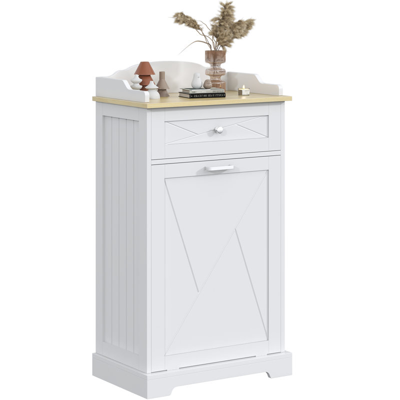 Armoire à poubelle basculante, poubelle de cuisine avec poubelles de 12 gallons, garde-manger recyclable en bois dissimulé pour cuisine et salon