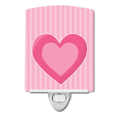 Hearts on Stripes Ceramic Night Light