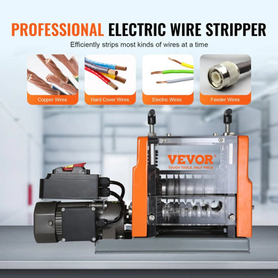 Electric Cable Stripping Tool, 0.06''-0.98'' Motorized Wire Stripper, 60W, Features Clear Depth Gauge, Includes 6 Circular & 1 Flat Channels For Efficient Copper Wire Recycling