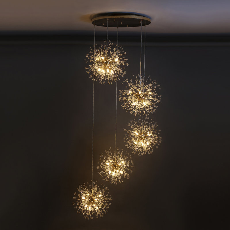 Modern Large Sputnik Firework Staircase Chandelier , 5 Lights
