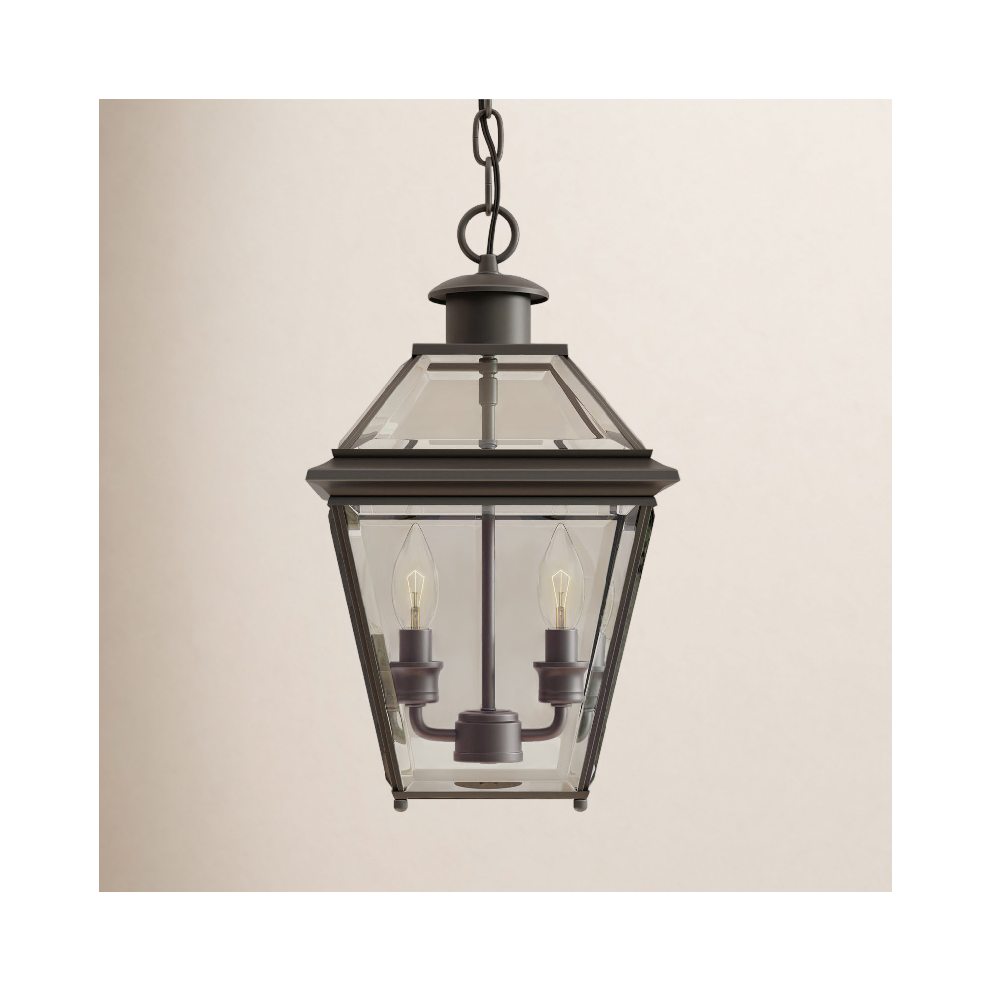Calais Beveled Outdoor Metal Hanging Lantern, Antique Bronze