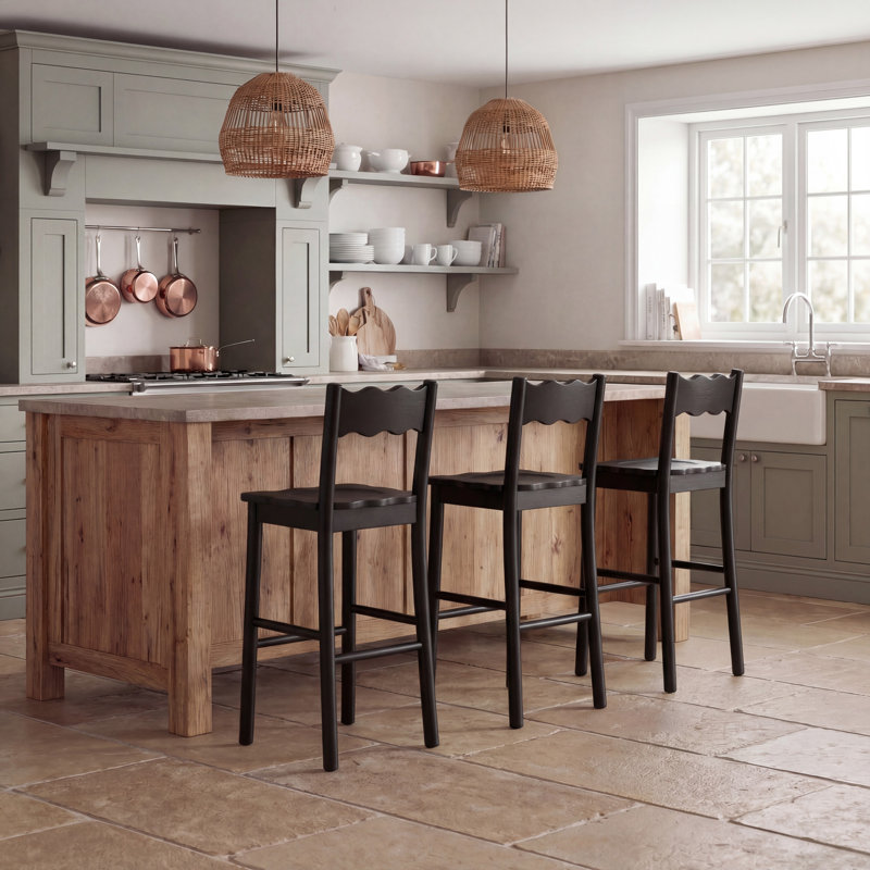 Nolly Scallop Counter Chair, Black